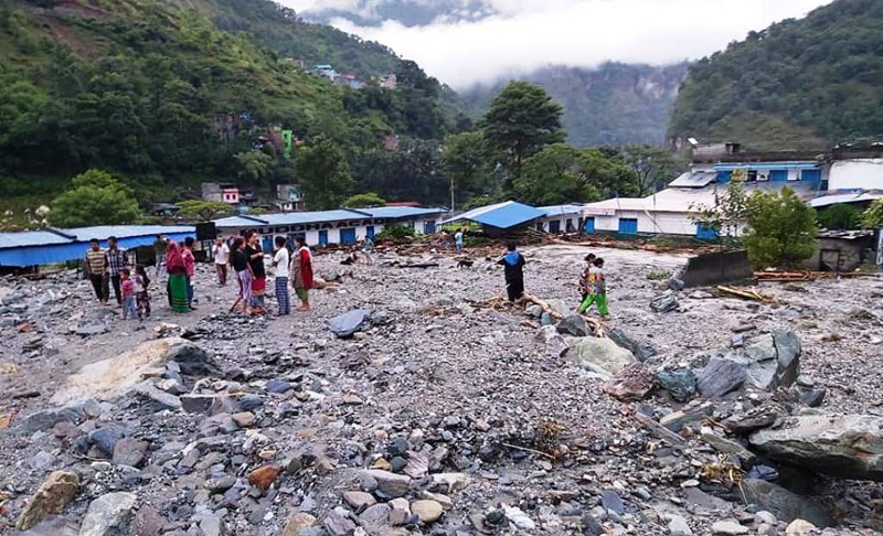 म्याग्दीको कोटखोलामा बाढी आउँदा २ जना बेपत्ता, दुईवटा घर बगायो